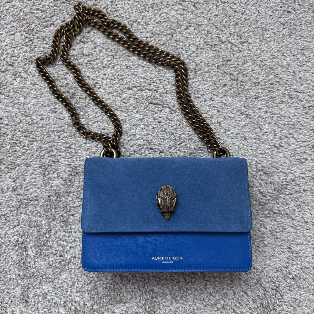 Kurt Geiger Two-Tone Blue Crossbody Bag with Chain